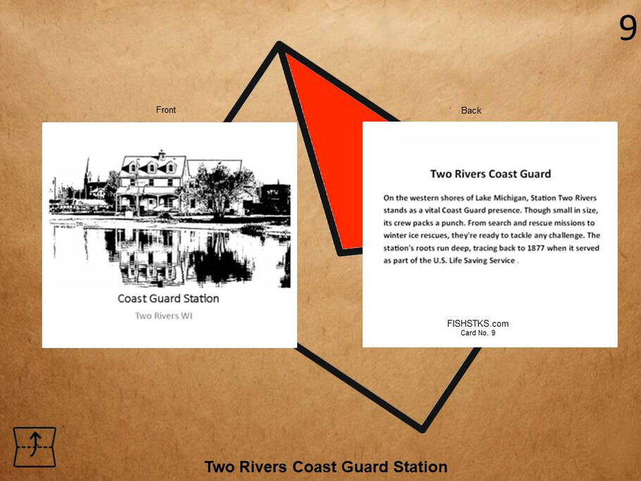 Greeting card featuring original Coast Guard artwork along Lake Michigan.
