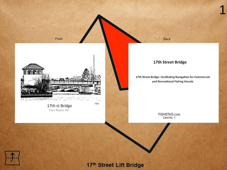 Greeting card featuring original artwork of the 17th Street Bridge in Two Rivers Wisconsin.
