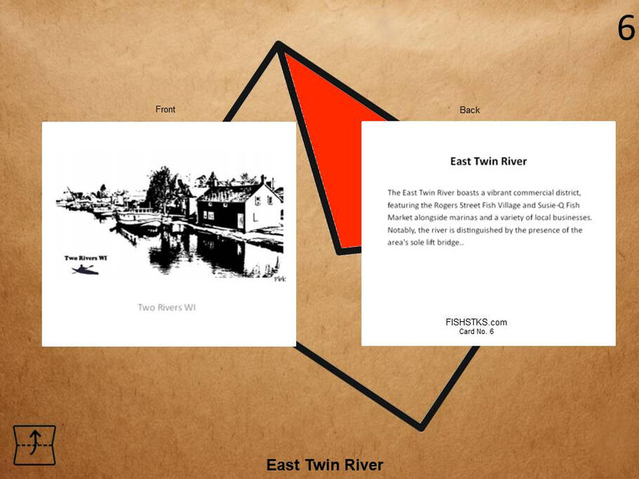 Greeting card featuring original artwork of the East Twin River in Two Rivers Wisconsin.