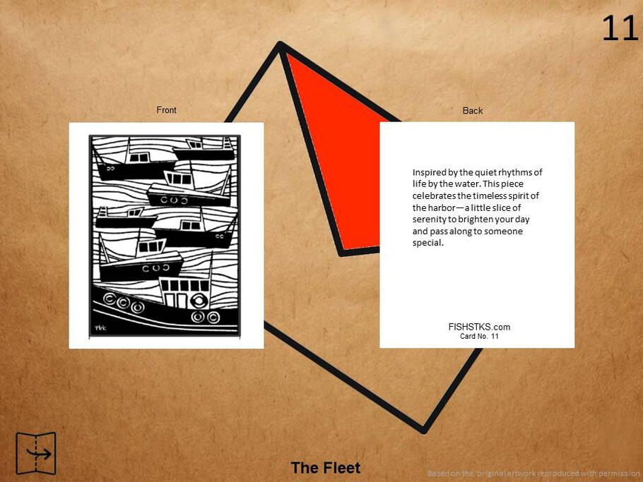Greeting card featuring a commercial fishing fleet on the Great Lakes.